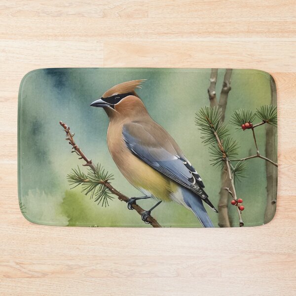 Item preview, Cedar Waxwing Watercolor Wildlife Bird Art designed and sold by MaverlyShop.