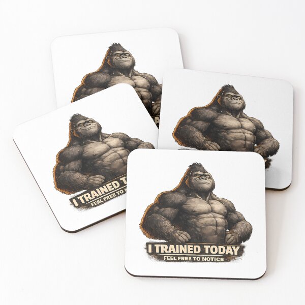 Artikelvorschau, Trained Today Feel Free To Notice Funny Gym Gorilla entworfen und verkauft von DryHumorPrints.