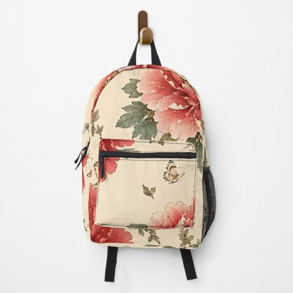 Item preview, Centered Red Peony with Corner Peonies, Songbirds & Butterflies Pattern | Korean Minhwa Folk Art Design designed and sold by K-Tradition.