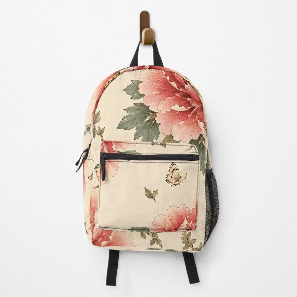 Item preview, Centered Pink Peony with Corner Peonies, Songbirds & Butterflies Pattern | Korean Minhwa Folk Art Design designed and sold by K-Tradition.