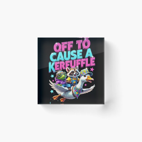 Item preview, Off To Cause A Kerfuffle Funny Animal Graphic, Cute Raccoon Goose Typography, Retro Y2K Graphic designed and sold by Keingdesign.