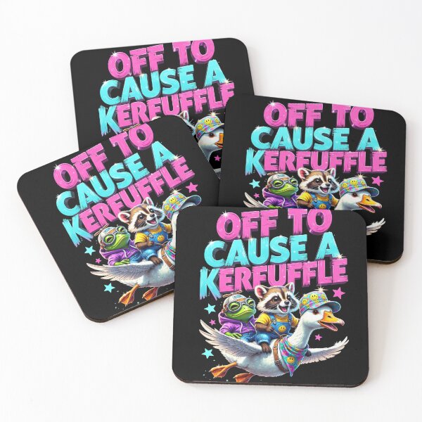 Item preview, Off To Cause A Kerfuffle Funny Animal Graphic, Cute Raccoon Goose Typography, Retro Y2K Graphic designed and sold by Keingdesign.