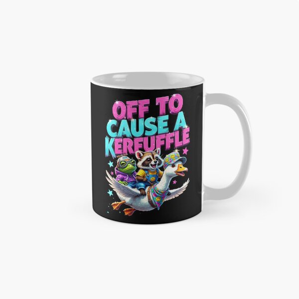 Item preview, Off To Cause A Kerfuffle Funny Animal Graphic, Cute Raccoon Goose Typography, Retro Y2K Graphic designed and sold by Keingdesign.
