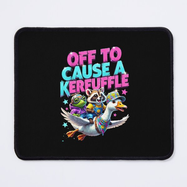 Item preview, Off To Cause A Kerfuffle Funny Animal Graphic, Cute Raccoon Goose Typography, Retro Y2K Graphic designed and sold by Keingdesign.