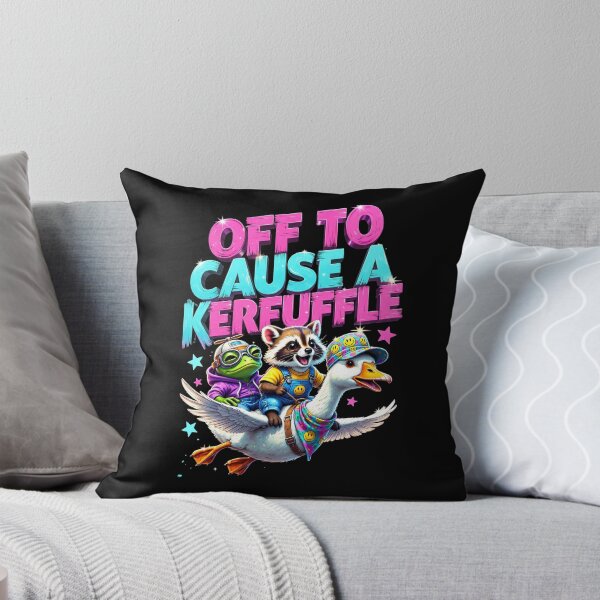 Item preview, Off To Cause A Kerfuffle Funny Animal Graphic, Cute Raccoon Goose Typography, Retro Y2K Graphic designed and sold by Keingdesign.