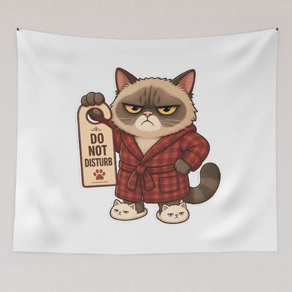 Item preview, Do Not Disturb Cat — Grumpy Cat Hotel Sign Sticker designed and sold by tommysworks.