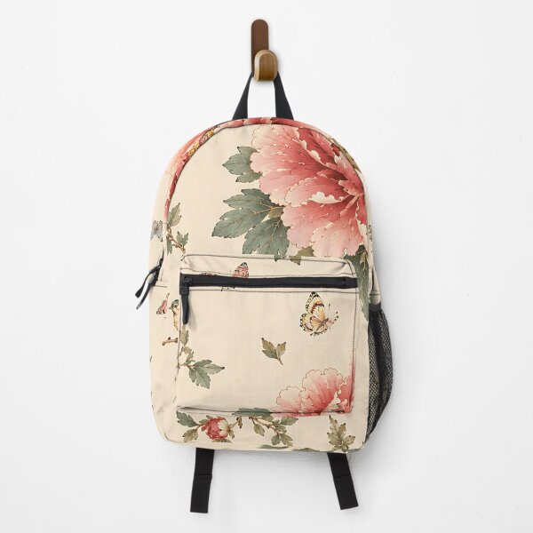 Item preview, Large Pink Peony Centered Pattern with Songbirds & Butterflies | Korean Minhwa Folk Art Design designed and sold by K-Tradition.