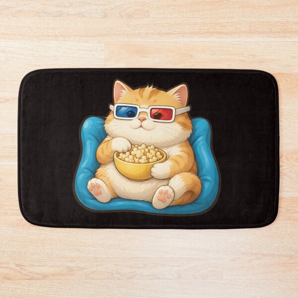 Item preview, Funny Movie Night Cat T-Shirt – Cute Lazy Cat Watching Movies with Popcorn – Introvert Couch Potato Cat Lover Gift designed and sold by Artimax-Studio.