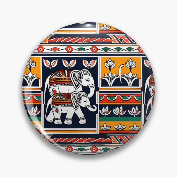 Item preview, Elephant Folk Pattern Art designed and sold by krazzyremo.