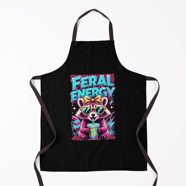 Item preview, Feral Energy Pink Raccoon Graphic, Cute Sarcastic Typography, Retro Y2K Neon Trash Panda Design designed and sold by Keingdesign.