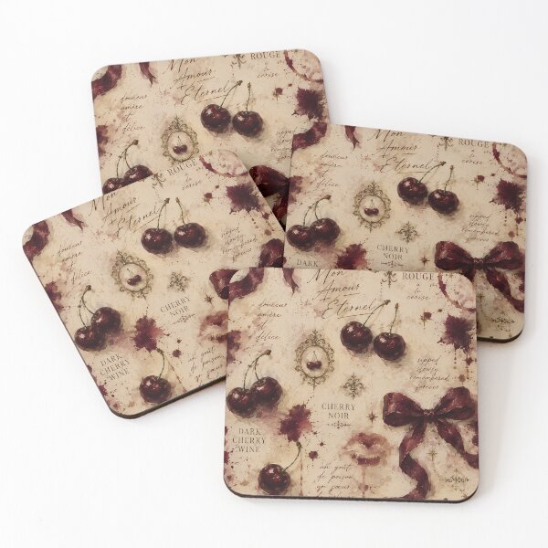 Item preview, Vintage French Ephemera Dark Cherry Coquette Pattern designed and sold by BeataPrint.