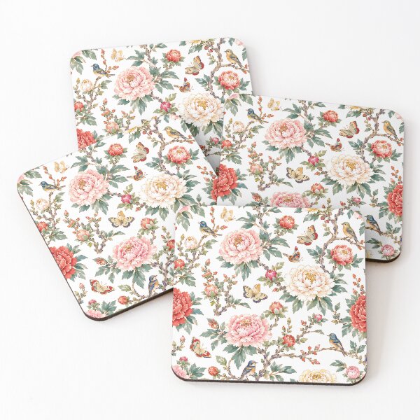 Item preview, Korean Minhwa Peonies, Songbirds & Butterflies Pattern | Traditional Folk Art Seamless Floral designed and sold by K-Tradition.