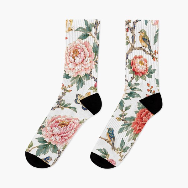 Item preview, Korean Minhwa Peonies, Songbirds & Butterflies Pattern | Traditional Folk Art Seamless Floral designed and sold by K-Tradition.