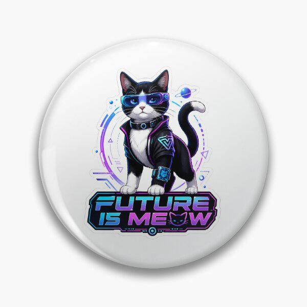 Item preview, Future Is Meow Cyberpunk Tuxedo Cat designed and sold by RexNoise.