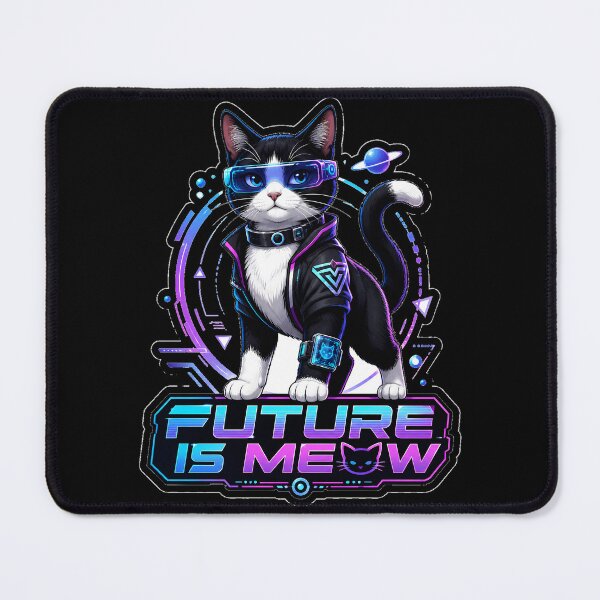 Item preview, Future Is Meow Cyberpunk Tuxedo Cat designed and sold by RexNoise.