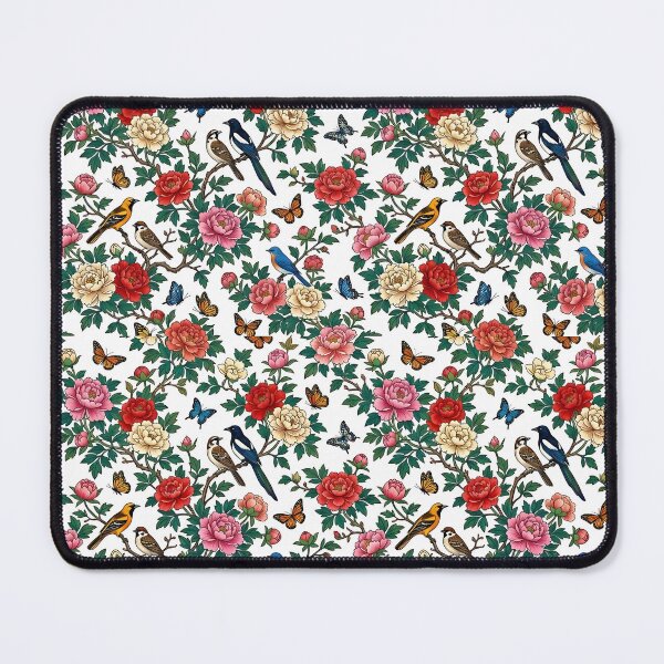 Item preview, Korean Minhwa Small Peonies, Magpies & Butterflies Pattern | Delicate Folk Art Seamless Floral designed and sold by K-Tradition.