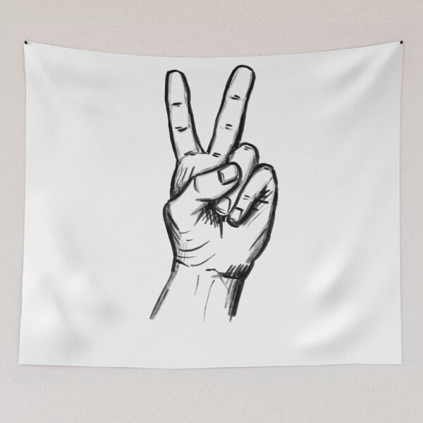 Item preview, Victory sign, hand-drawn illustration, pencil, no AI designed and sold by peerisdrawing.