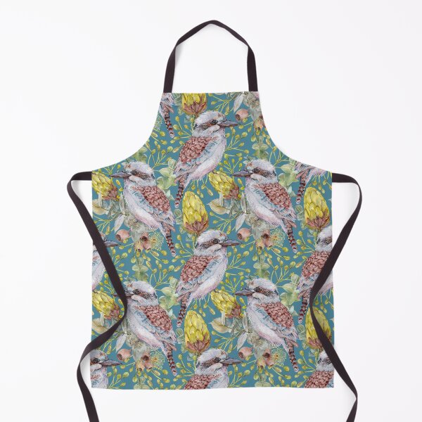 Item preview, Australian Kookaburra Bushland Botanical Summer Blue designed and sold by Sketchbook Designs.