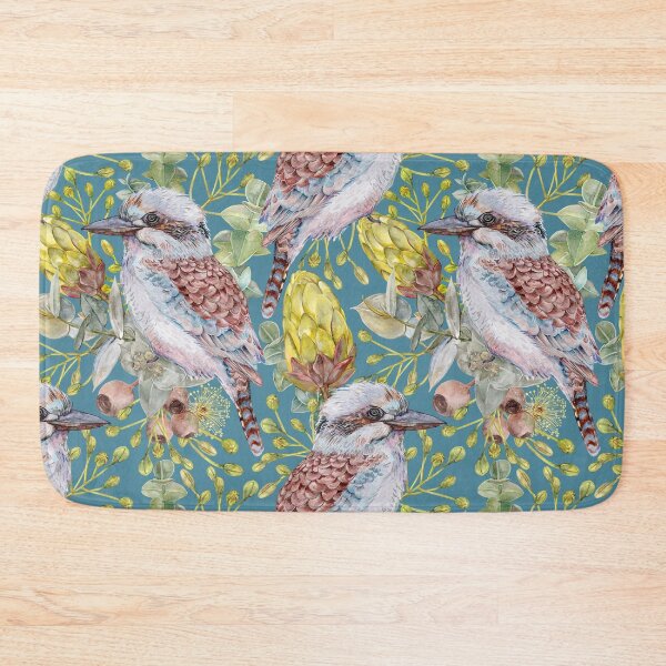 Item preview, Australian Kookaburra Bushland Botanical Summer Blue designed and sold by Sketchbook Designs.