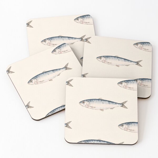 Item preview, Vintage Watercolor Sardines Mediterranean Fish Coastal Pattern designed and sold by BeataPrint.