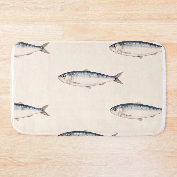 Item preview, Vintage Watercolor Sardines Mediterranean Fish Coastal Pattern designed and sold by BeataPrint.