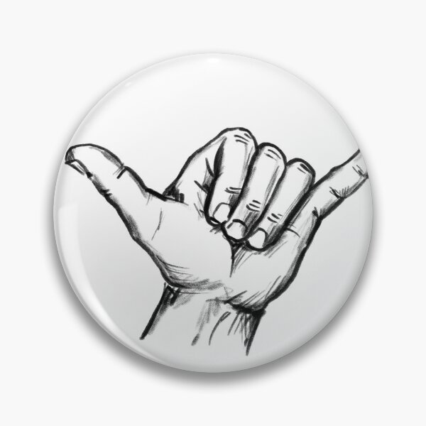 Item preview, Shaka surfer greeting hand sign. Hand-drawn illustration, pencil, no ai designed and sold by peerisdrawing.