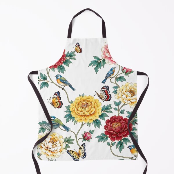 Item preview, Red Peonies, Songbirds & Butterflies Pattern with Airy Spacing | Korean Minhwa Folk Art Design designed and sold by K-Tradition.