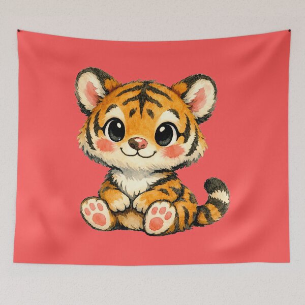 Item preview, Innocent Apex: Kawaii Watercolor Baby Tiger Cub Print designed and sold by FreiherrPK.