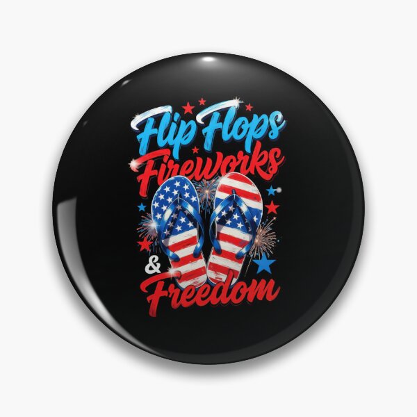 Item preview, Flip Flops Fireworks Freedom Patriotic Graphic, 4th of July USA Typography, Summer Independence Day Design designed and sold by Keingdesign.