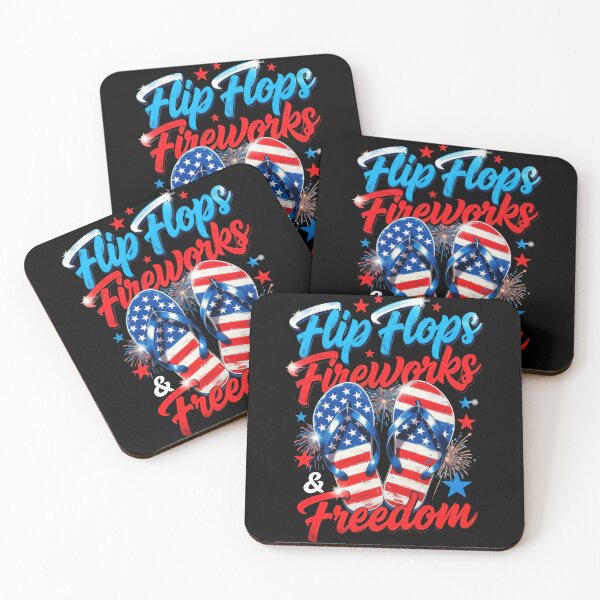 Item preview, Flip Flops Fireworks Freedom Patriotic Graphic, 4th of July USA Typography, Summer Independence Day Design designed and sold by Keingdesign.