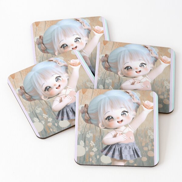 Item preview, Cute Pastel Cotton Doll in Wildflower Garden – Kawaii Aesthetic Chibi Art designed and sold by Nicole_83.