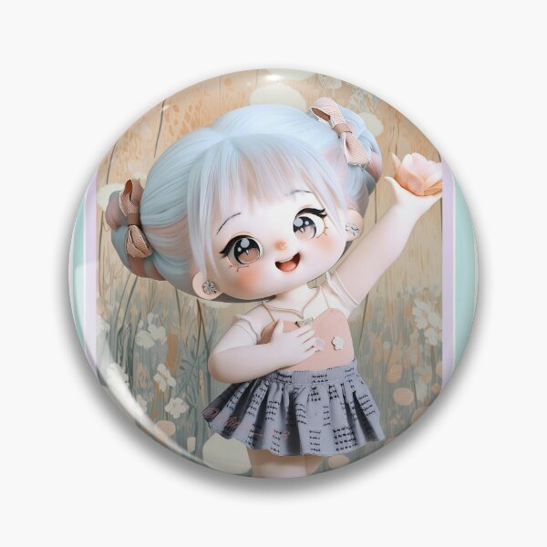 Item preview, Cute Pastel Cotton Doll in Wildflower Garden – Kawaii Aesthetic Chibi Art designed and sold by Nicole_83.