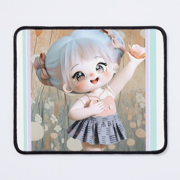 Item preview, Cute Pastel Cotton Doll in Wildflower Garden – Kawaii Aesthetic Chibi Art designed and sold by Nicole_83.