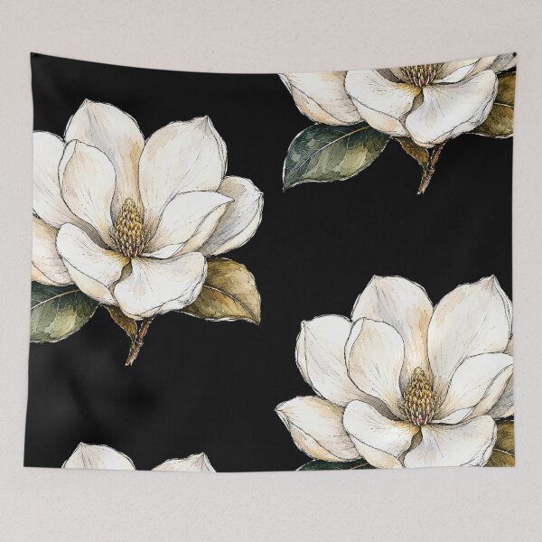 Item preview, White Magnolia Illustration | Elegant Botanical Watercolor Sketch Art designed and sold by ColorSplash123.