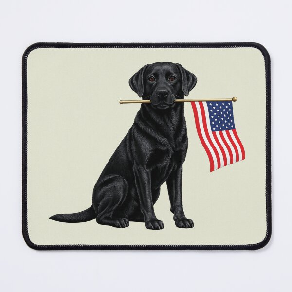 Item preview, Black Labrador Retriever Holding American USA Flag 4 of July designed and sold by sparkfavs.