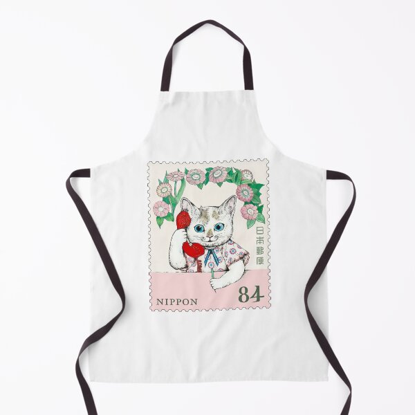 Item preview, Vintage Japanese Cat on Telephone Postage Stamp Illustration designed and sold by Schulz Lightprint Studio.
