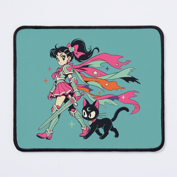 Item preview, Magical Warrior Girl and Black Cat Companion designed and sold by AwesomeBeyondLimits.