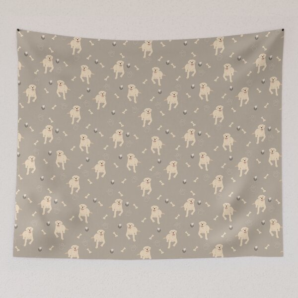 Item preview, Minimalist Flat Design Yellow Labrador Dog Taupe Pattern designed and sold by svitlaarty.