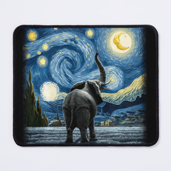 Item preview, Elephant Star Gazer Artistic Van Gogh Starry Night Elephant designed and sold by Littermin.