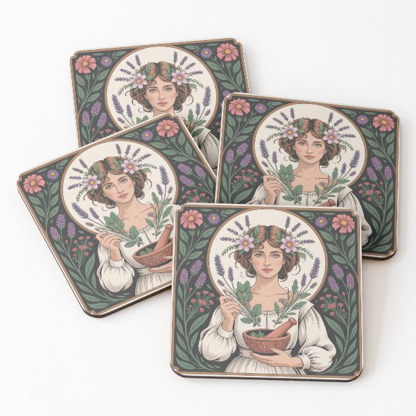 Item preview, The Botanist – Alphonse Mucha Style Herbal Apothecary Art Nouveau Print designed and sold by Tamas Das.