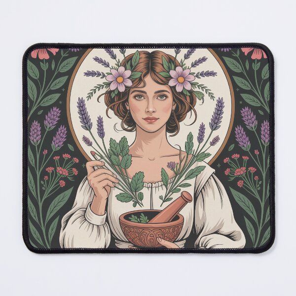 Item preview, The Botanist – Alphonse Mucha Style Herbal Apothecary Art Nouveau Print designed and sold by Tamas Das.