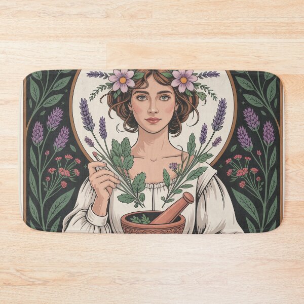 Item preview, The Botanist – Alphonse Mucha Style Herbal Apothecary Art Nouveau Print designed and sold by Tamas Das.