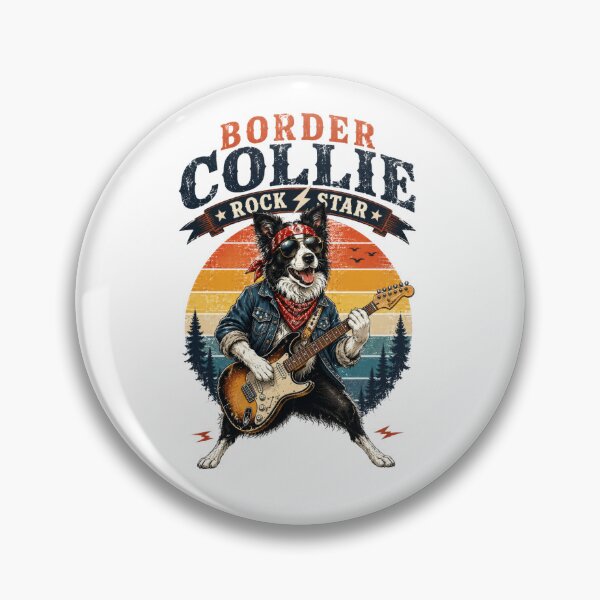 Item preview, Border Collie Rock Star – Vintage Retro Guitar Dog T-Shirt designed and sold by 88 Design.