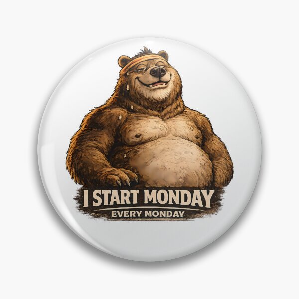 Item preview, I Start Monday Every Monday Funny Fitness Bear designed and sold by DryHumorPrints.