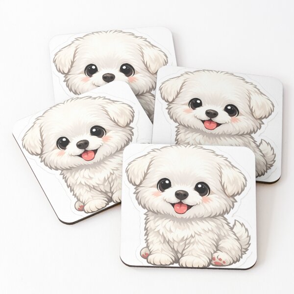 Item preview, Cute White Puppy Sticker – Adorable Kawaii Dog Cartoon Vinyl Sticker designed and sold by KeerthiCuteFind.