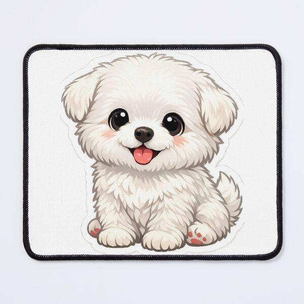 Item preview, Cute White Puppy Sticker – Adorable Kawaii Dog Cartoon Vinyl Sticker designed and sold by KeerthiCuteFind.