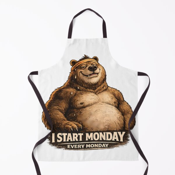 Item preview, I Start Monday Every Monday Funny Fitness Bear designed and sold by DryHumorPrints.