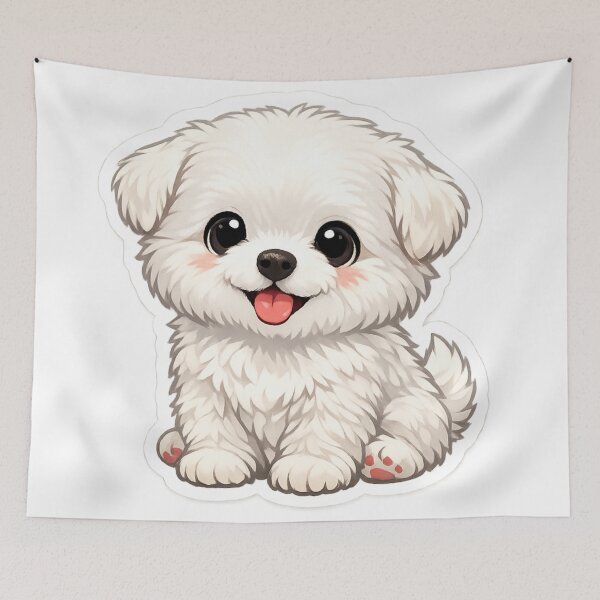 Item preview, Cute White Puppy Sticker – Adorable Kawaii Dog Cartoon Vinyl Sticker designed and sold by KeerthiCuteFind.