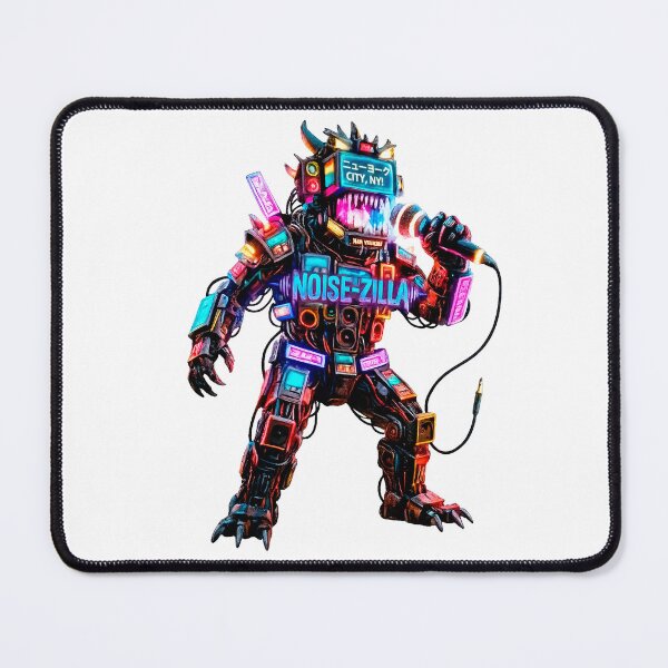 Item preview, Karaoke Kaiju NOISE-ZILLA: The Cyberpunk Neon Beast of New York City designed and sold by Surreal Characters & Cute Pups.