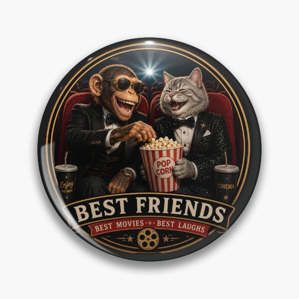 Item preview, Best Friends Movie Night | Funny Monkey & Cat Sharing Popcorn | Cute Cinema Lover Design designed and sold by AstraDrip Studio.